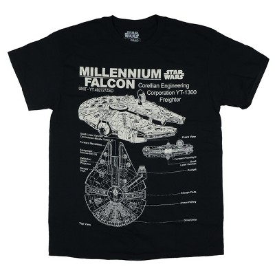 Seven Times Six Star Wars Shirt Mens Millennium Falcon Corellian Engineering Graphic Tee Black