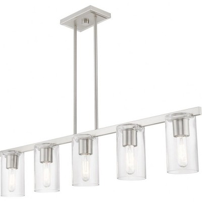 Clarion Brushed Nickel and Clear Glass 5-Light Linear Chandelier