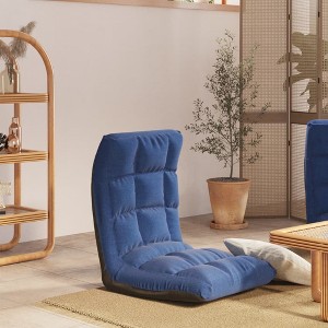 VidaXL Folding Floor Chair Blue Fabric - 1 of 4