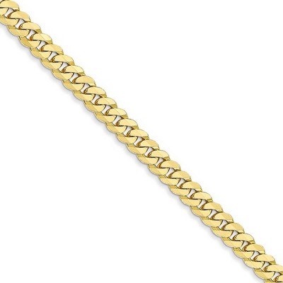 Black Bow Jewelry 3.2mm 10k Yellow Gold Flat Beveled Curb Chain Necklace