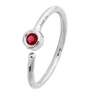 Jewelry Avalanche 20G 14K Gold Ruby Nose Hoop Ring, Bezel Set, 8mm Twist-open - 1 of 2