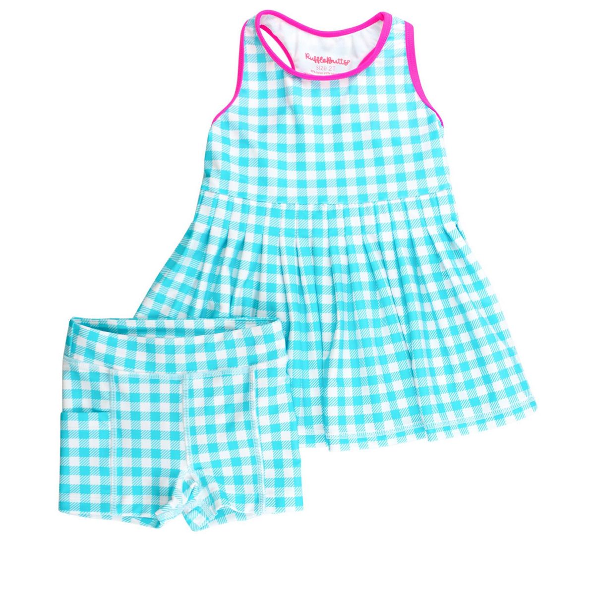 RuffleButts Toddler Girls UPF50+ Active Dress & Bike Short Set