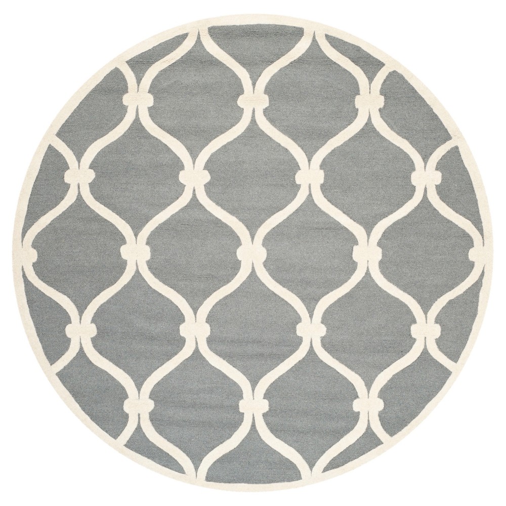 6' Round Benson Area Rug Dark Gray/Ivory - Safavieh