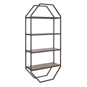 Kate and Laurel Adela Octagon Wood Accent Shelf, 41x8x19, Brown and Black - 1 of 4