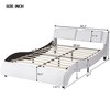 Queen Bed With LED Lights, Faux Leather Upholstered Bed Frame, Wood Slat Support No Box Spring Needed, Modern Wave-Like Bed Frame Bedroom - 4 of 4