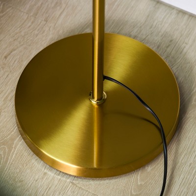 Gold 3-Light Modern Floor Lamp with White Globe Lampshades