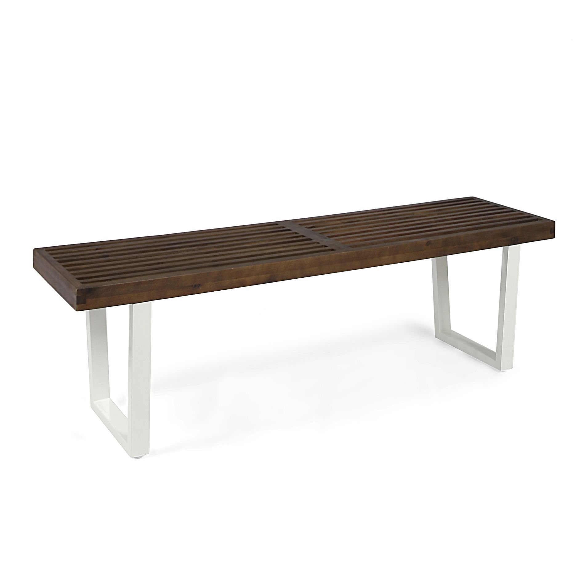 Dexmalle Modern Dark Brown and White Patio Dining Bench