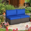 Tangkula 2PCS Patio Sectional Armless Sofas Rattan Furniture Set Outdoor w/ Cushions - 2 of 4