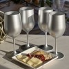 FONTOI Metallic Gold Color Wine Glasses Set of 4 12oz, BPA Free Acrylic Wine Glass Set, Unbreakable Red Wine Glasses, Silver, 8"*6"*6" - 2 of 4