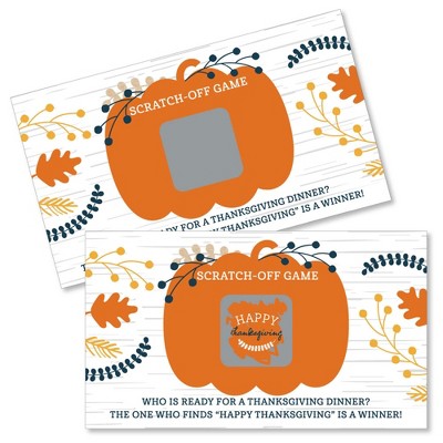 Big Dot of Happiness Happy Thanksgiving - Fall Harvest Party Game Scratch Off Cards - 22 Count