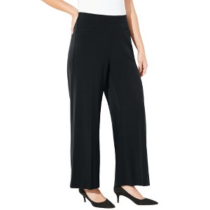 Catherines Women's Plus Size Petite Refined Wide Leg Pant - 1 of 4