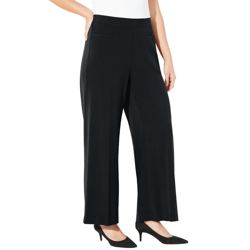 Catherines Women's Plus Size Refined Wide Leg Pant, 1 of 3