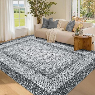 Modern Washable Area Rug - Soft Non-Slip Stain Resistant Carpet for Living Room, Bedroom, Nursery