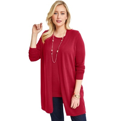 Jessica London Women's Plus Size Fine Gauge Cardigan Topper