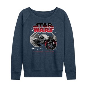 Women's - Star Wars - Tie Advanced Darth Vader Lightweight French Terry Wide Neck Long Sleeve Shirt - 1 of 4