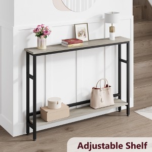 5.9" Narrow Sofa Table, 2 Tier Skinny Console Table with Adjustable Shelf, Slim Behind Couch Table for Living Room, Entryway, Hallway, Foyer - Black - 1 of 4