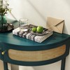 HDZNVF Elegant Semi-circle Entryway Console Table with 2 Rattan Storage Cabinet and Bottom Shelf, Green - 4 of 4