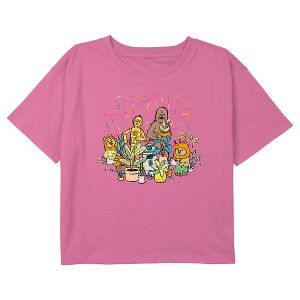 Girl's Star Wars Characters and Potted Plants Crop Top T-Shirt - 1 of 3