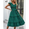 Clearlove Women's Summer Casual Dresses Cap Ruffle Sleeve V Neck Button Belted Boho Maxi Dress - 2 of 4