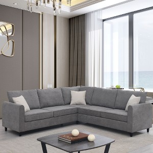 NicBex Sectional Sofa with Wide Track Armrests & 3 Pillows L Shaped Modular Sofa for Living Room & Apartment, Gray - 1 of 4