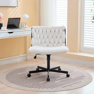 Criss Cross Legged Chair with Wheels, 300 LBS Wide Seat Armless Chair, ModernSwivel Chair, Height Adjustable Home Office Desk Chair for Bedroom - 1 of 4