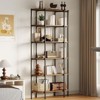 Jojoka 6-Tier Industrial Bookshelf, Tall Vintage Bookcase with Oval Wood Shelves and Black Metal Frame for Living Room, Bedroom, or Home Office - 4 of 4