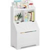 3-Tier Kids Bookcase and Toy Storage Organizer with Flip-Top Lid, Wooden Toy Chest for Playroom, Bedroom, Nursery - 4 of 4