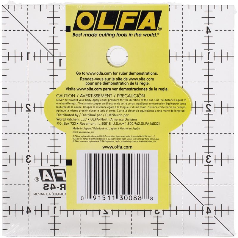 OLFA Frosted Advantage Non-Slip Ruler "The Charm"-4-1/2"X4-1/2", 3 of 5
