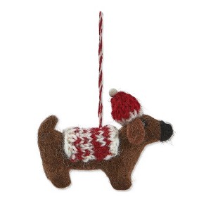 tagltd Dachshund Dog Christmas Ornament - Multicolor Wool Tree Decoration, 1.5" H x 3.5" L x 1" W, Wipe Clean - 1 of 1