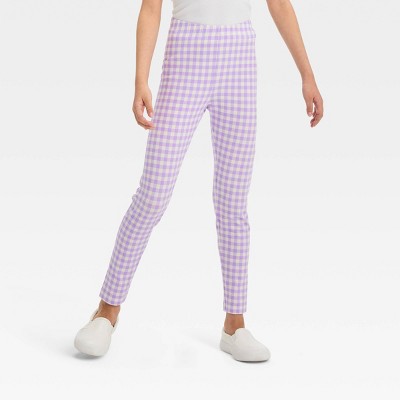 Girls' Gingham Leggings - Cat & Jack™ Lavender/cream Xs Slim : Target