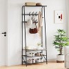 Coat Rack Shoe Bench with Hooks, Hall Trees Entryway Bench with Storage, Multifunctional Hallway Organizer - 4 of 4