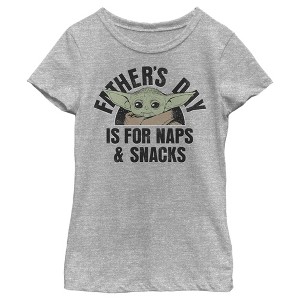 Girl's Star Wars: The Mandalorian Grogu Father's Day is for Naps & Snacks T-Shirt - 1 of 4
