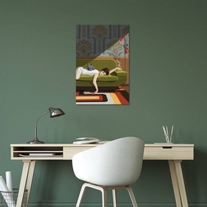 iCanvas Waiting Game by ArtcatIllustrated Canvas Print Wall Art - 1 of 3