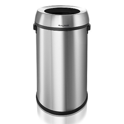 Alpine Industries Stainless Steel Commercial Indoor Trash Can with No Lid 17 Gallon Silver (470-65L)