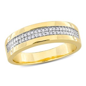 EVERLY JEWELRY | Yellow Plated Sterling Silver 1/10ct TDW Diamond Men's Double Row Anniversary Band - 1 of 4