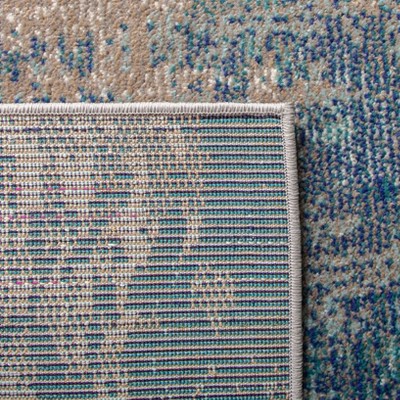 Metro-Mod Chic Round Grey/Blue Synthetic Area Rug 6'