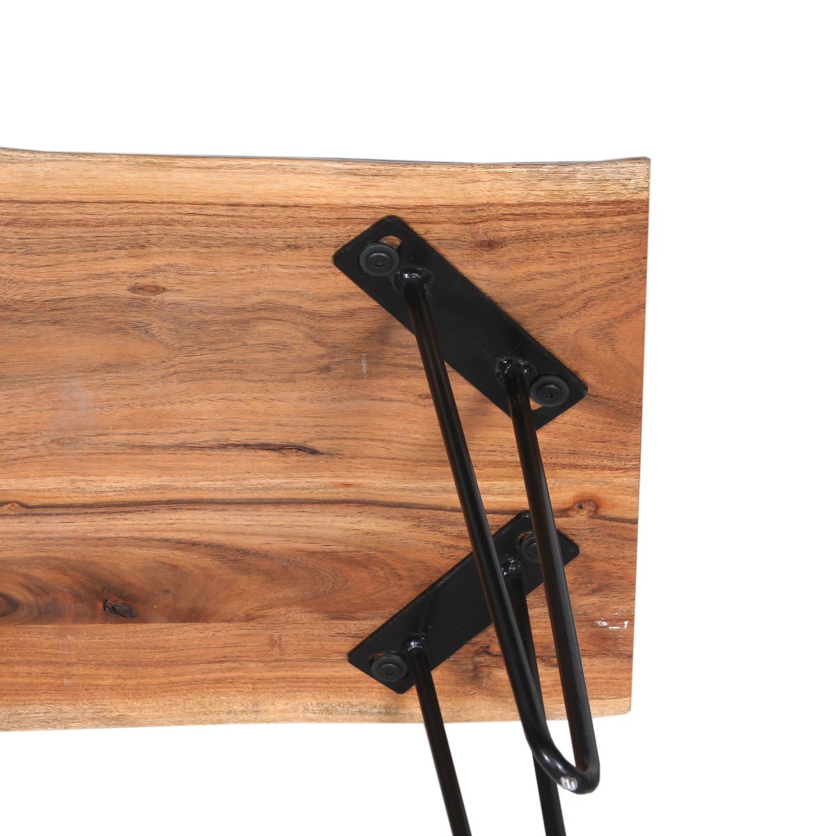 Alaterre Furniture 20" Hairpin Natural Brown Live Edge End Table Metal And Wood - thumbnail 7