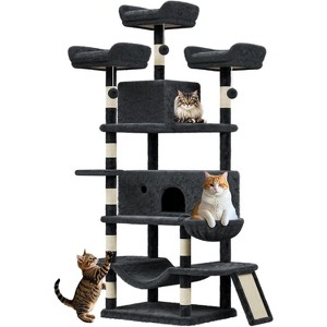 68.5-Inch Large Cat Tree for Indoor Cats, Heavy Duty Multi-Level Cat Tower, Plush Perches, Sisal Scratching Posts, Hammocks, Basket & Dangling Toys - 1 of 4