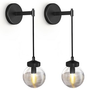 CityFurn 1-Light Modern Wall Sconce with Globe Glass (Set of 2) - 1 of 4