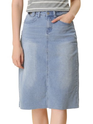 INSPIRE CHIC Women's Casual High Waist Back Slit Short Denim Skirts