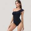 Anna-Kaci Swim Women's One-Piece Swimsuit with One Shoulder Design Soft Ruffle Trim and Flattering Contour Fit - 3 of 4