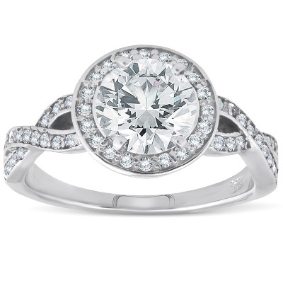 Pompeii3 1 1/6ct Halo Petite Diamond Engagement Ring 14K White Gold