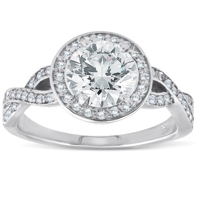 Pompeii3 1 1/6ct Halo Petite Diamond Engagement Ring 14k White Gold ...