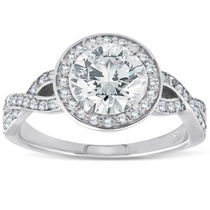 Pompeii3 1 1/6ct Halo Petite Diamond Engagement Ring 14K White Gold - 1 of 4