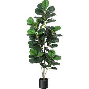 Acekool Faux Fiddle Leaf Fig Tree Artificial Indoor Plant with Realistic Green Leaves and Stable Pot for Home and Office Decor - 1 of 4