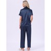 INSPIRE CHIC Womens Satin  Loungewear Silky Button Down Short Sleeve Lapel Collar Pajama Sets - 4 of 4