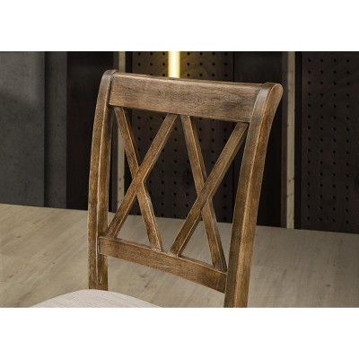 Windvale Tan Wood 5-Piece Dining Set with Upholstered Chairs