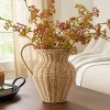 9" Faux Wood Rattan Pitcher Vase - 2 of 4