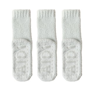 Anna-Kaci 3 Pairs Women's Plush Non-Slip Crew Socks with Thick Fleece Lining and Cozy Warm Fit - 1 of 4