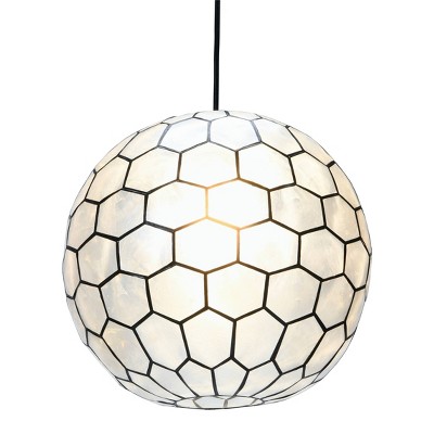 Philippine Artisan Black Capiz Honeycomb Globe LED Pendant Light